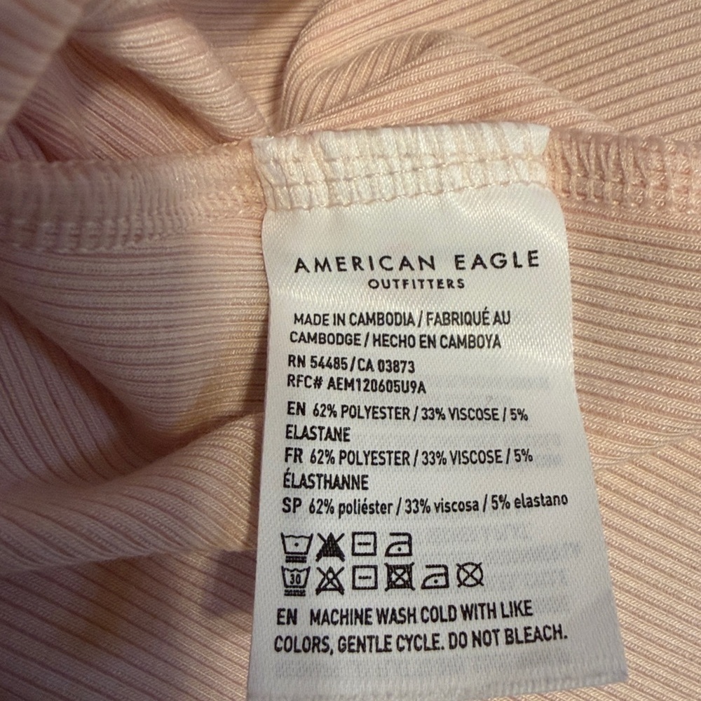 American Eagle Outfitters women’s XL bodysuit top vnevk cinch pink ribbed nwot - Picture 6 of 7